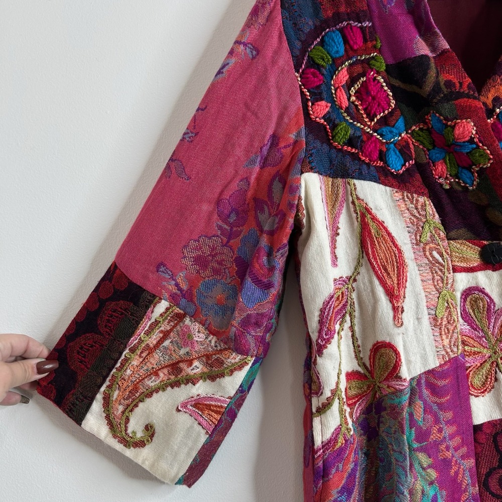 Soft Surroundings Patchwork Embroidered Kimono Ja… - image 4